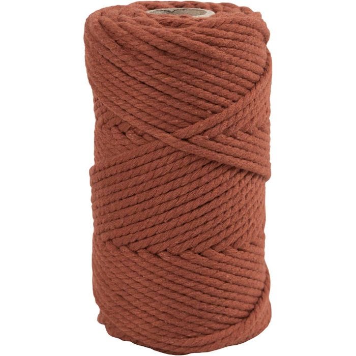 Macramé cord, L: 55 M, dia. 4 mm, burnt orange, 330 g/ 1 roll