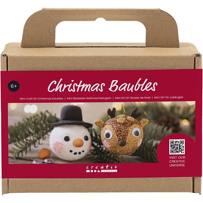 Mini Craft Kit Christmas Baubles, Reindeer and Snowman, 1 pack