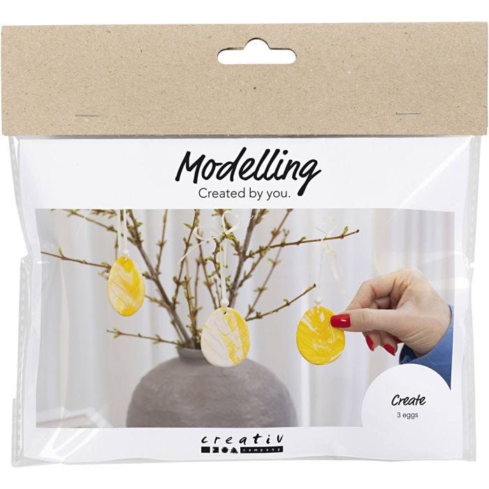 Mini Craft Kit Modelling, egg, light yellow, pastel colours, 1 pack
