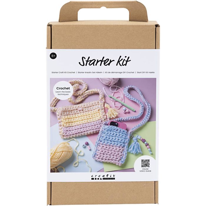 Starter Craft Kit Crochet, Bags, assorted colours, 1 pack