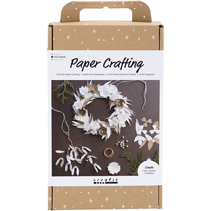 Craft Kit Paper Crafting, Wreath, white, light natural, 1 pack