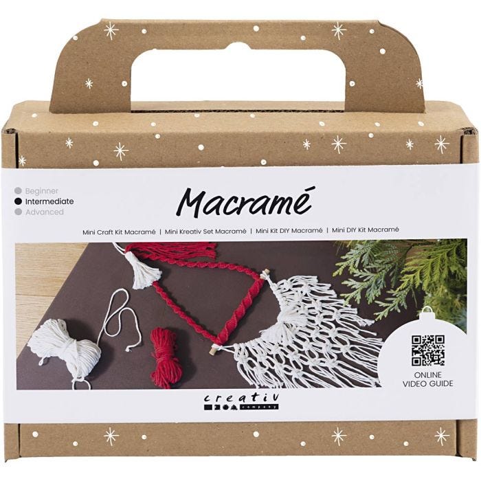 Mini Craft Kit Macramé, Santa Claus, christmas red, off-white, 1 pack