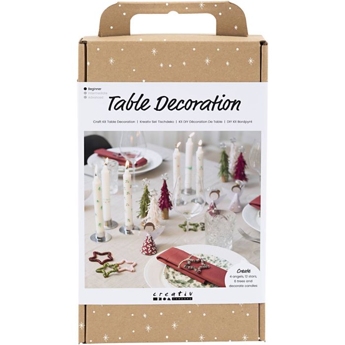 Craft Kit Table Decorations, Angels, Christmas trees, stars, assorted colours, 1 pack