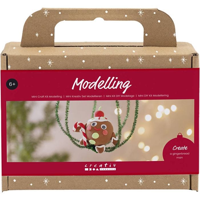 Mini Craft Kit Modelling, Gingerbread man, assorted colours, 1 pack