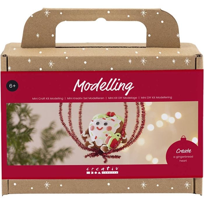 Mini Craft Kit Modelling, Heart-shaped Christmas figure, assorted colours, 1 pack