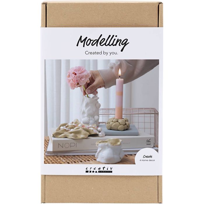 Craft Kit Modelling, Vases and candle holders, beige, ivory, off-white, 1 pack