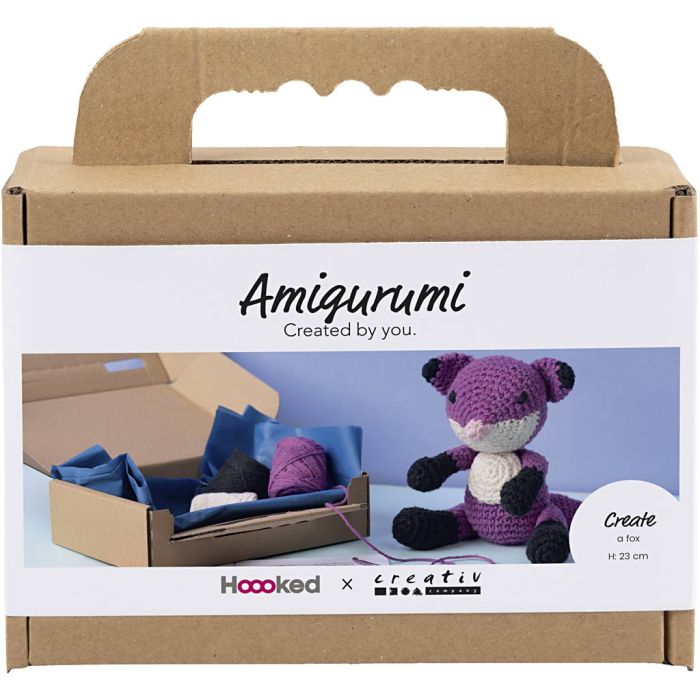 Craft Kit Amigurumi , Fox, black, plum, 1 pack