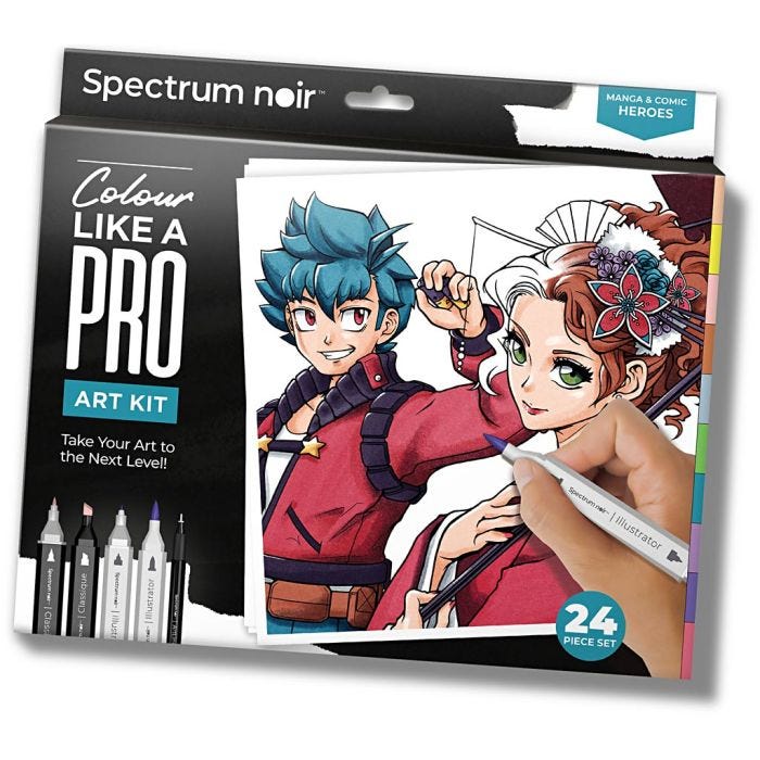 Craft Kit Illustration, Manga & Comic Book Heroes, assorted colours, 1 pack