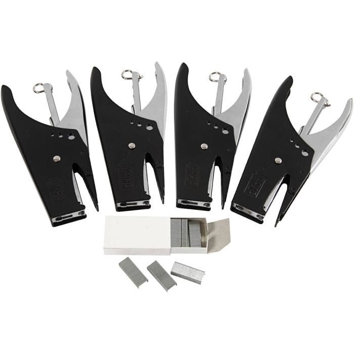 Stapler and staples, no. 6/4, W: 6 mm, 1 set