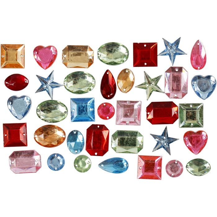 Rhinestones, size 10-17 mm, assorted colours, 15 g/ 1 pack