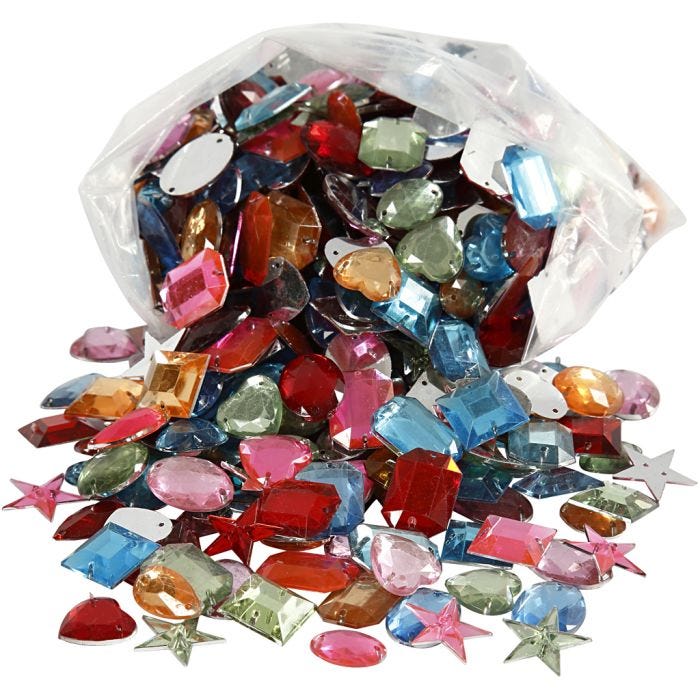 Rhinestones, size 10-17 mm, assorted colours, 210 g/ 1 pack