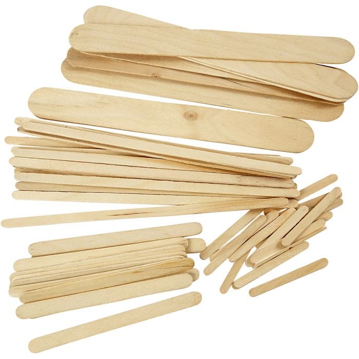 Ice lolly sticks, L: 5,5+11,5+19+20 cm, W: 6+10+25 mm, natural, 4250 pc/ 1 pack