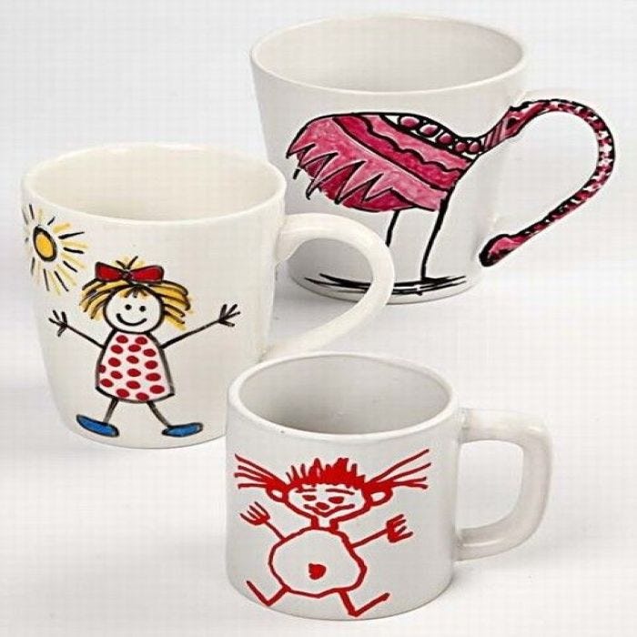 Porcelain Mugs decorated with  Markers