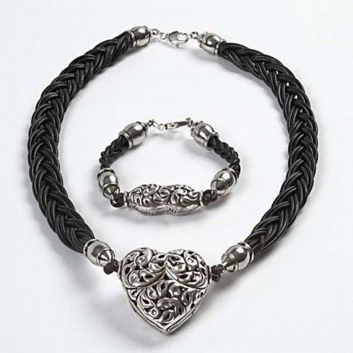 A Leather Cord Necklace with a Heart