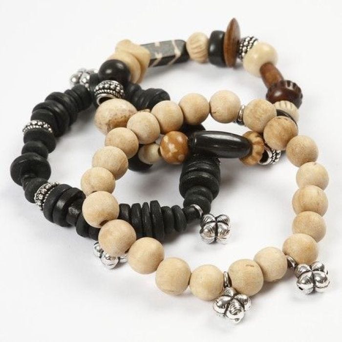 Bracelets with Wooden Beads and Silver