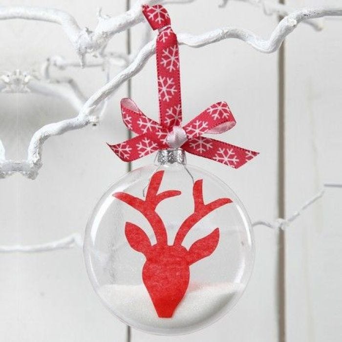 A Flat Glass Bauble with a Reindeer Design