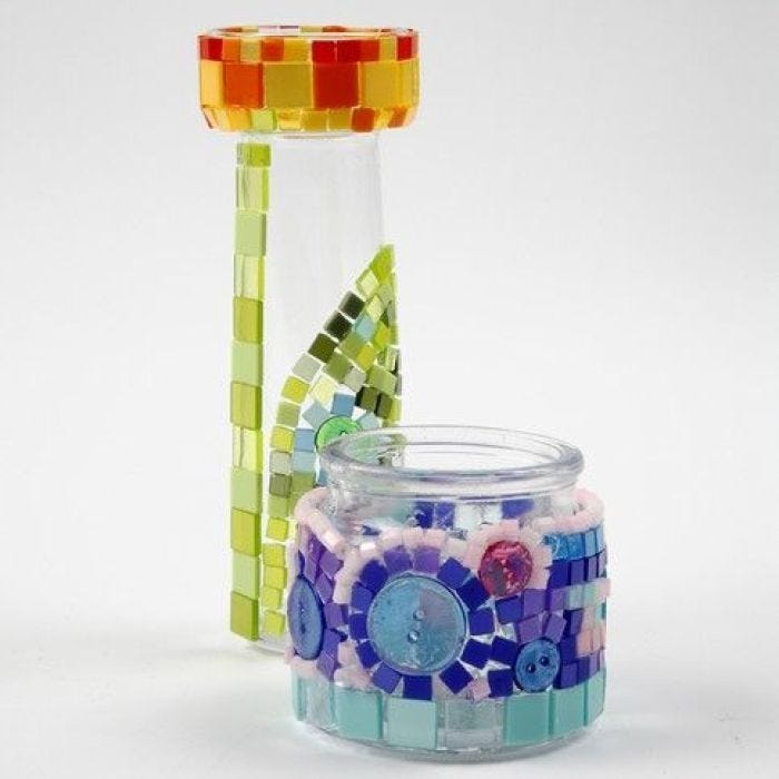 Glass decorated with colourful Mini Mosaic