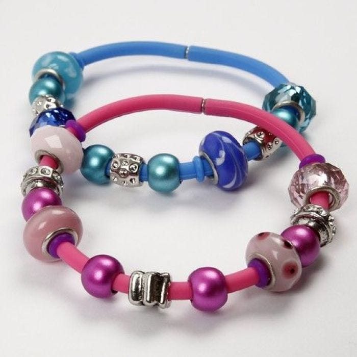 Silicone Bracelets with Glass Charm Beads