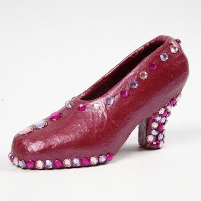 A Papier-Mâché Stiletto with Rhinestones