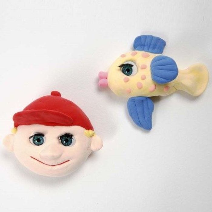 Magnets with Silk Clay and big Eyes with Eyelashes