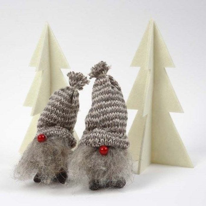 Pixies made from Cones with Hats made from Knitted Tube