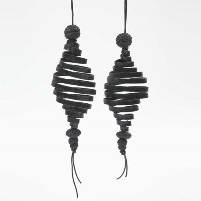 Coil hanging Decorations from black Aluminium Wire with Beads