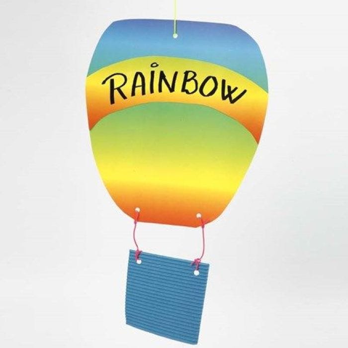 A Hot Air Balloon made from Corrugated Board and Rainbow Paper