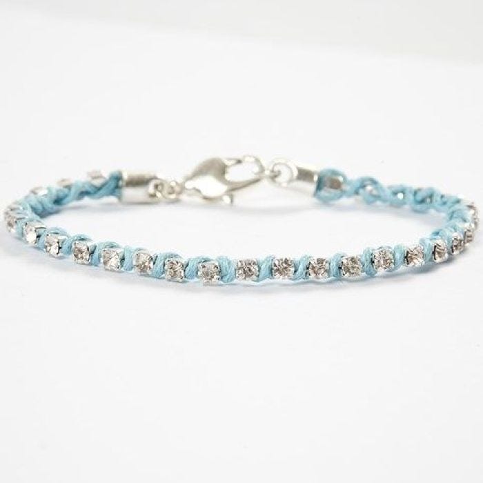 A Bracelet made from a Rhinestone Jewellery Chain and Cotton Cord