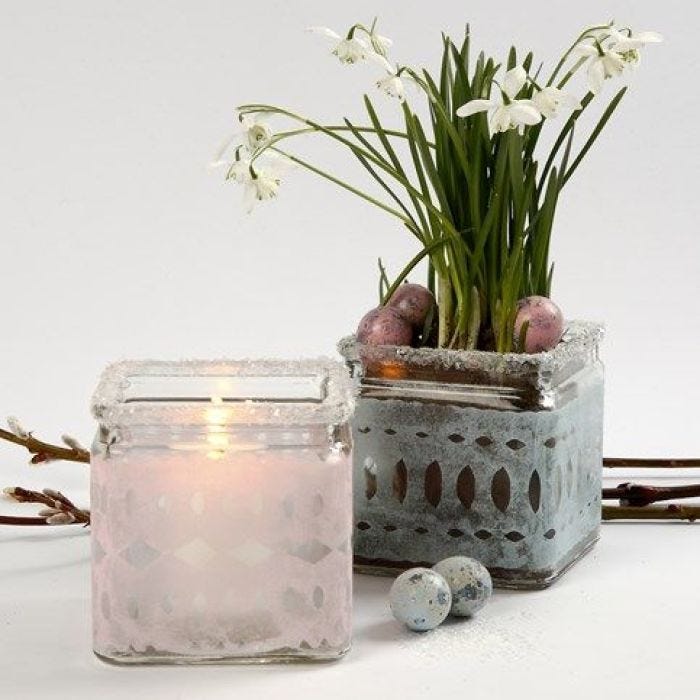 Candle Holders with a pastel-coloured Tissue Paper Waistband