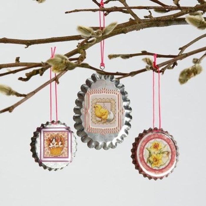 Spring Metal Hanging Decorations with Stickers