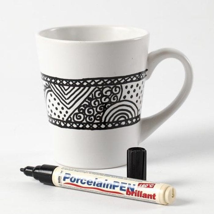 Doodling on Porcelain Mugs