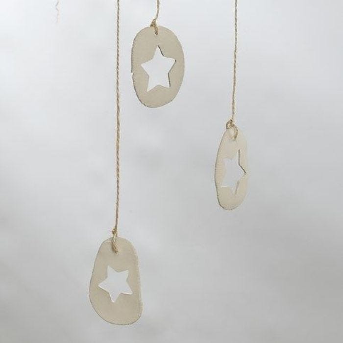 Hanging Decorations with a Star Design from Self-hardening Clay