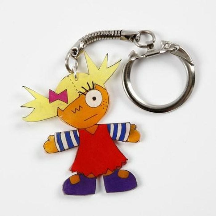 A Shrink Plastic Keyring Fob decorated with Markers