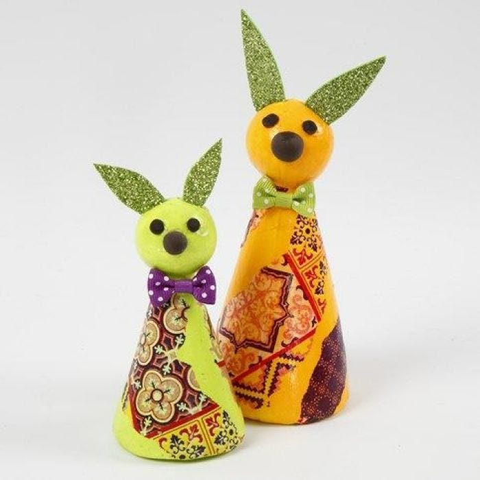 An Easter Bunny made from a Cone Body with Decoupage