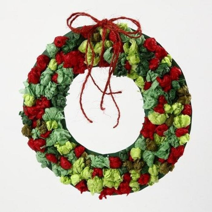 A Card Wreath with small Tissue Paper Berries