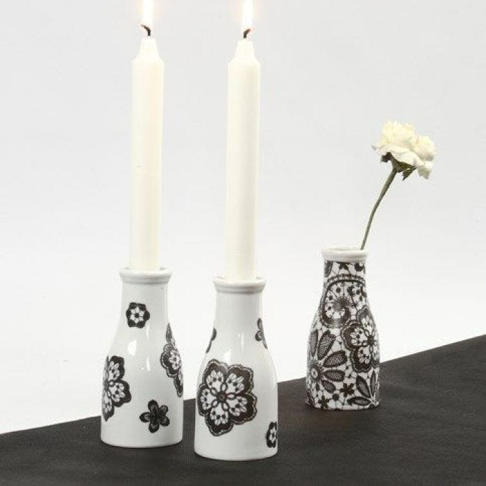 A white Porcelain Vase with Vivi Gade Decoupage Paper