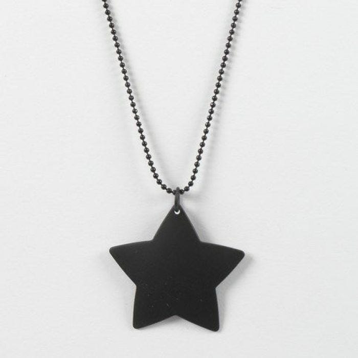 A black Metal Bead Chain Necklace with a Metal Star Pendant