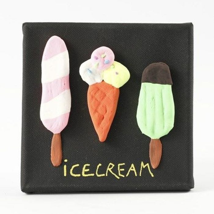 A black Canvas with modelled Silk Clay Ice Creams