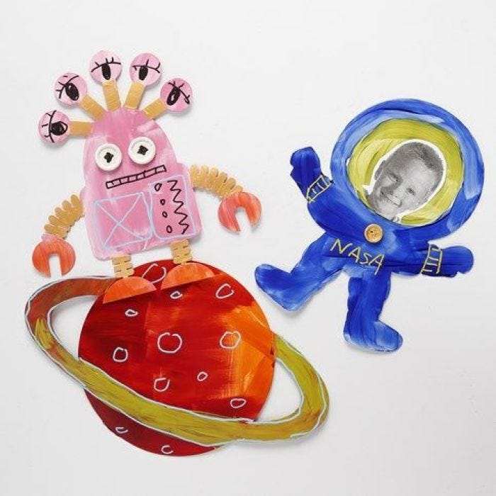 Painted and decorated punched-out Space Shapes & Figures