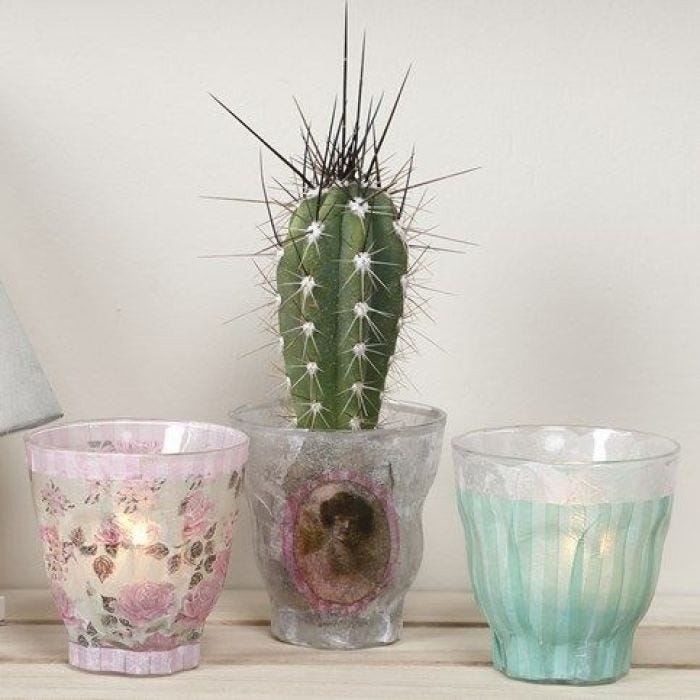 Candle Holders decorated with Decoupage Paper in Vivi Gade Design