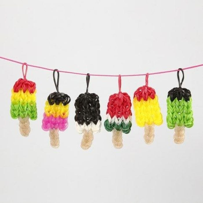 Small Ice Lollies made from Rainbow Loom Bands