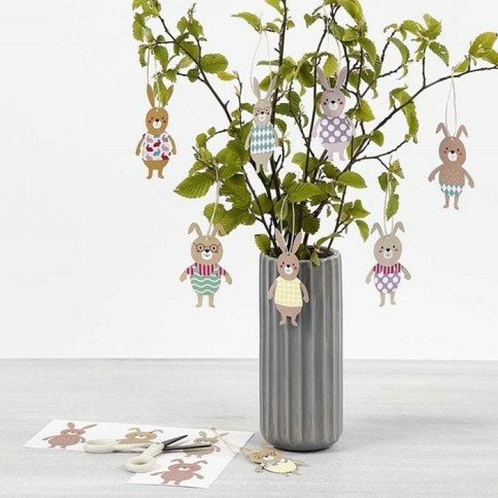 Easter Bunny Hanging Decorations with patterned Card Clothes