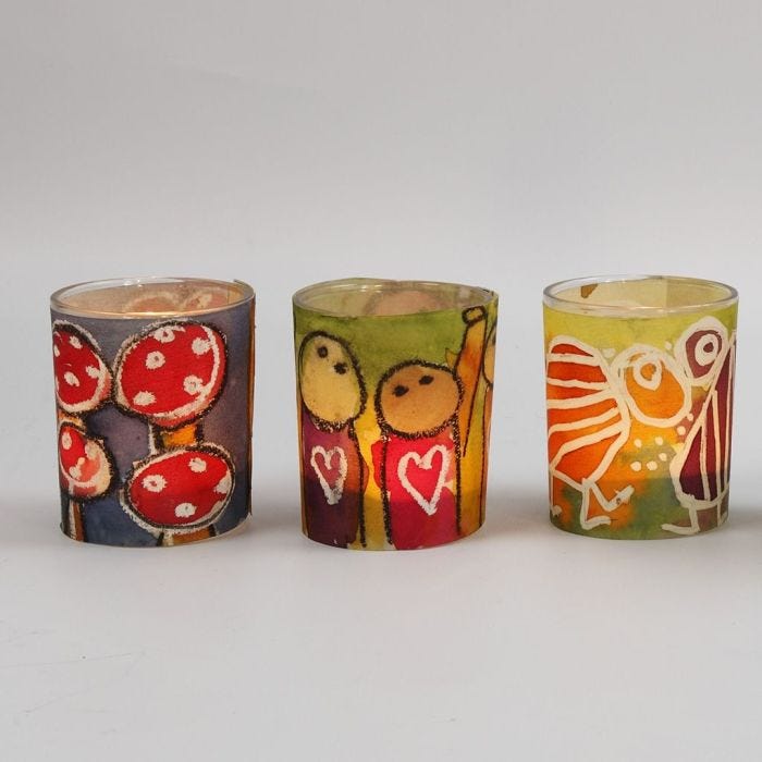 Candle Holders with a decorated Watercolour Paper Waistband