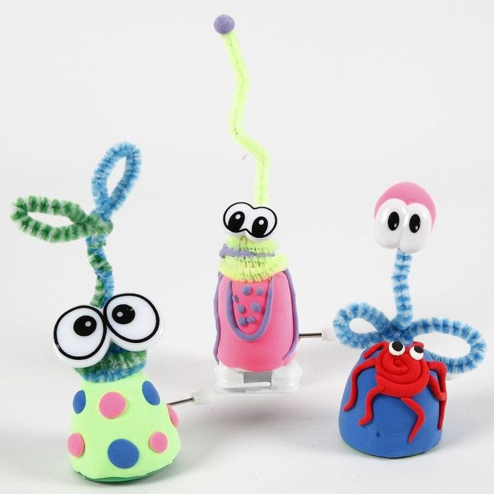 Wind-up Silk Clay Figures with Pipe Cleaners