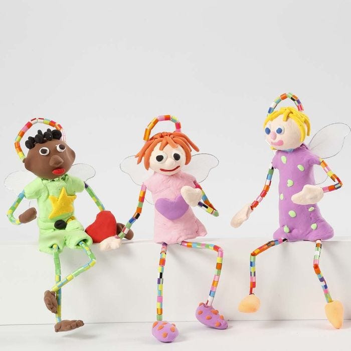 Angels made from Pipe Cleaners, Silk Clay and Nabbi Fuse Beads