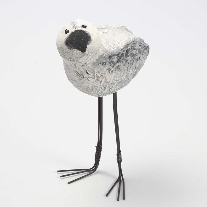 A long-legged Polystyrene Bird covered with Papier-mâché Pulp