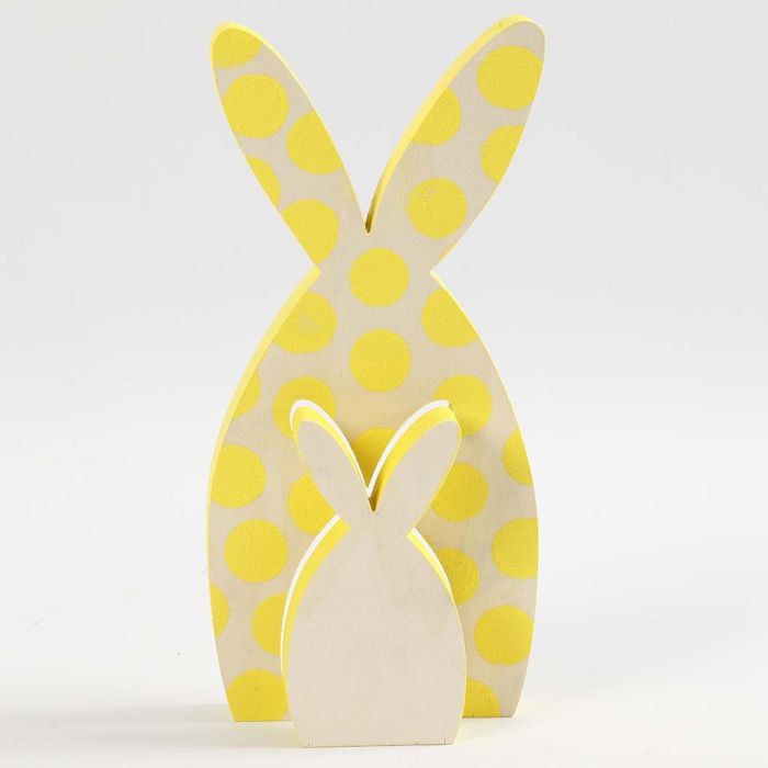 A large and a small Easter Bunny in one – both painted