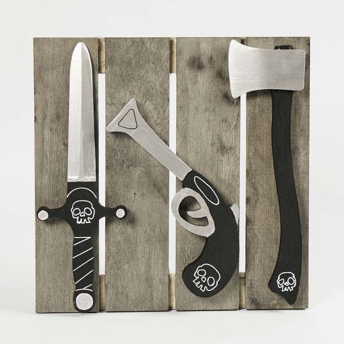 Wall Decoration with painted Weapons