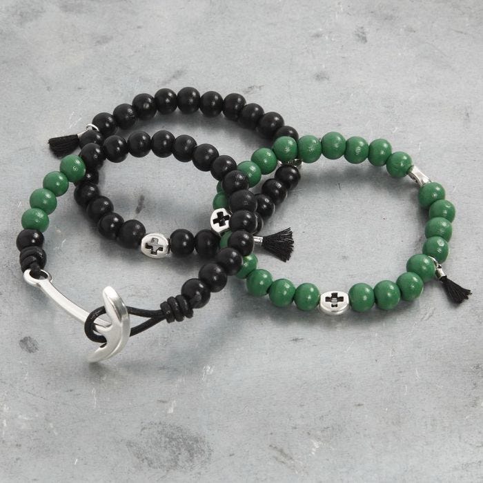 Bracelets with wooden Beads and Decorations