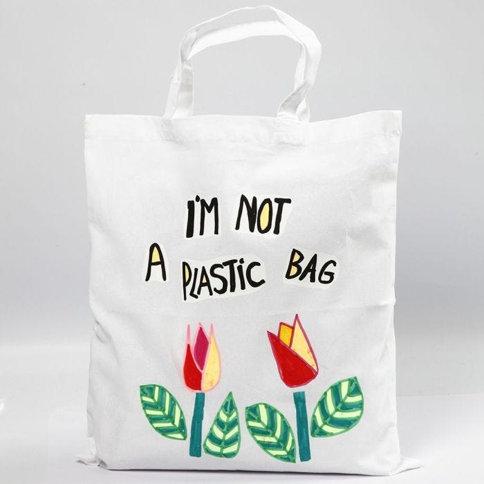 A Shopping Bag decorated with Cut-Out Transfer Paper Designs